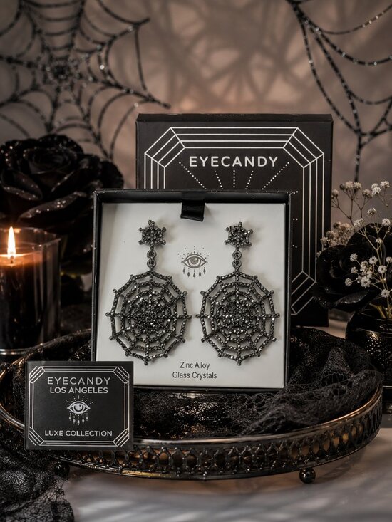 Eye Candy Jewelry - NIB Eye Candy LA Luxe Collection Spider Web Crystal Statement Earrings Pierced